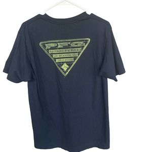 Columbia PFG Shirt Mens Large Blue Graphic Print Short Sleeve